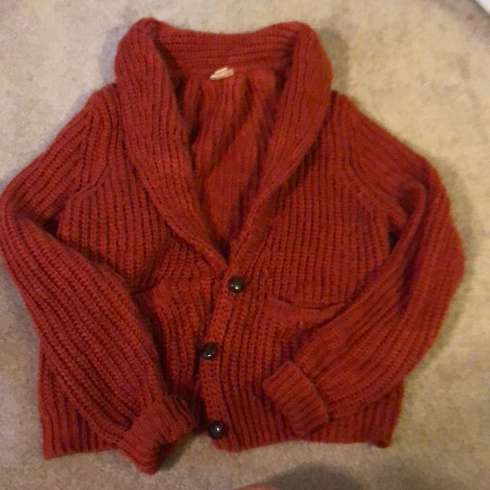 Chunky burnt orange cardigan